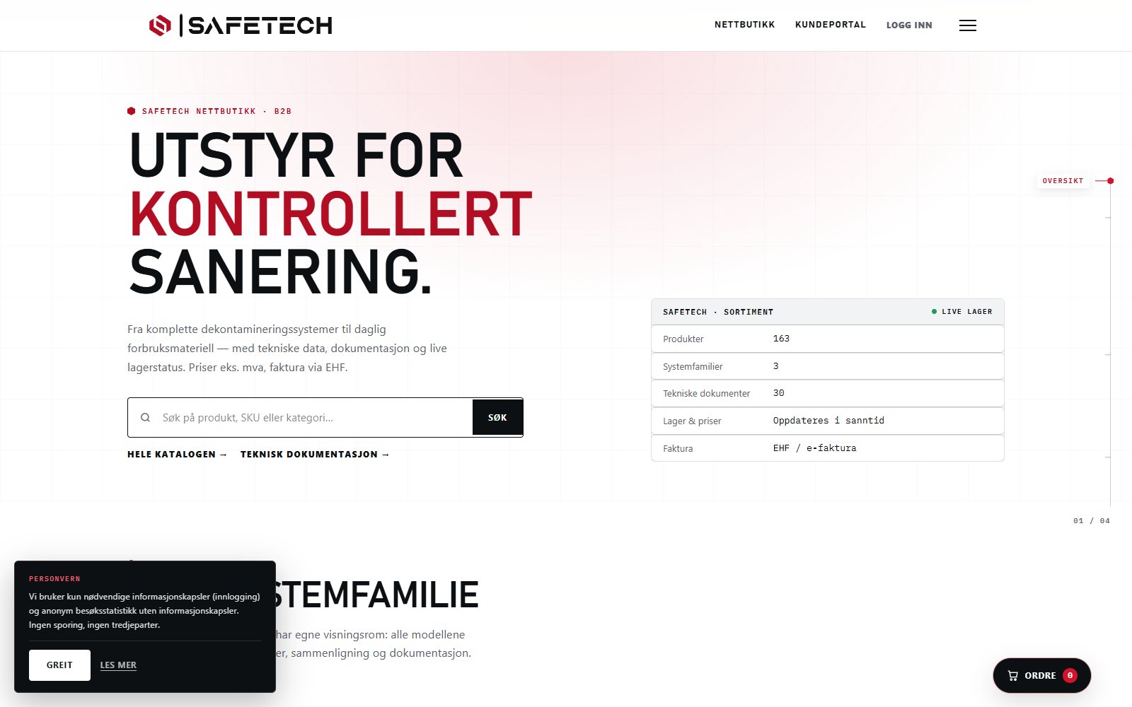 SafeTech – nettbutikken med filtre og lagerstatus